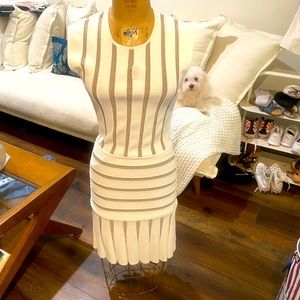 Torn by Ronny Kobo White and Silver Fitted Dress size small